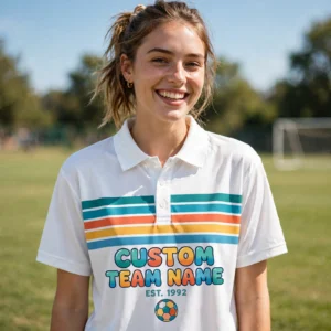 Alternative view of Vintage Soccer Jersey – Retro Stripe Design, Custom Team Name