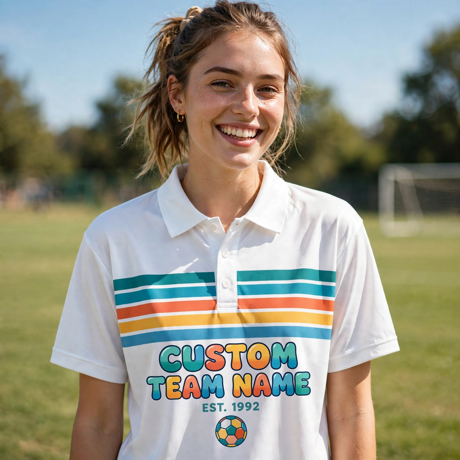 Vintage Soccer Jersey – Retro Stripe Design, Custom Team Name - Image 2