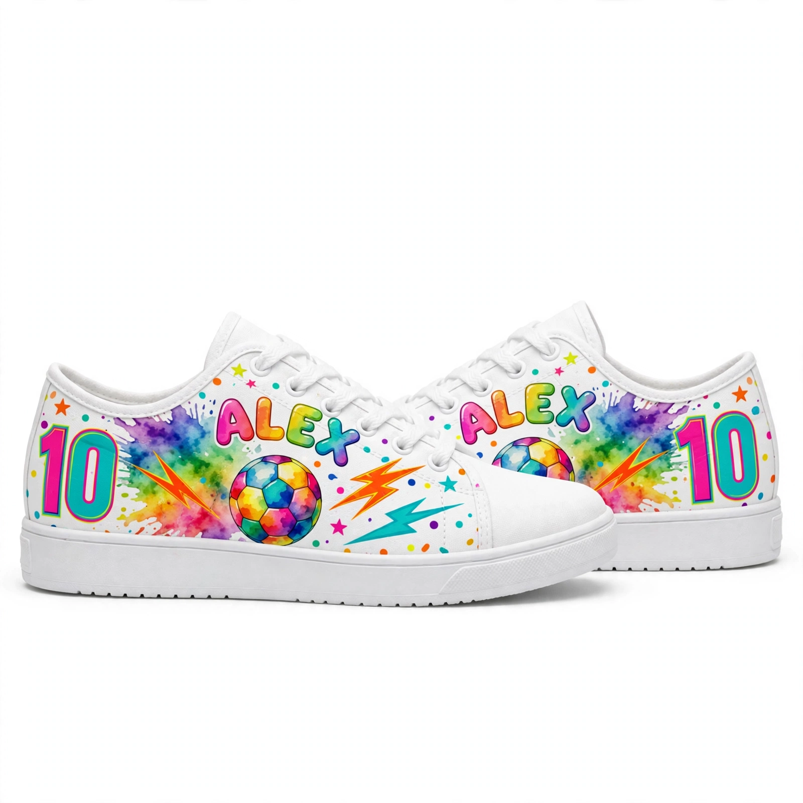 Vintage Soccer Print Sneakers – Retro Ball Pattern Low Top Shoes