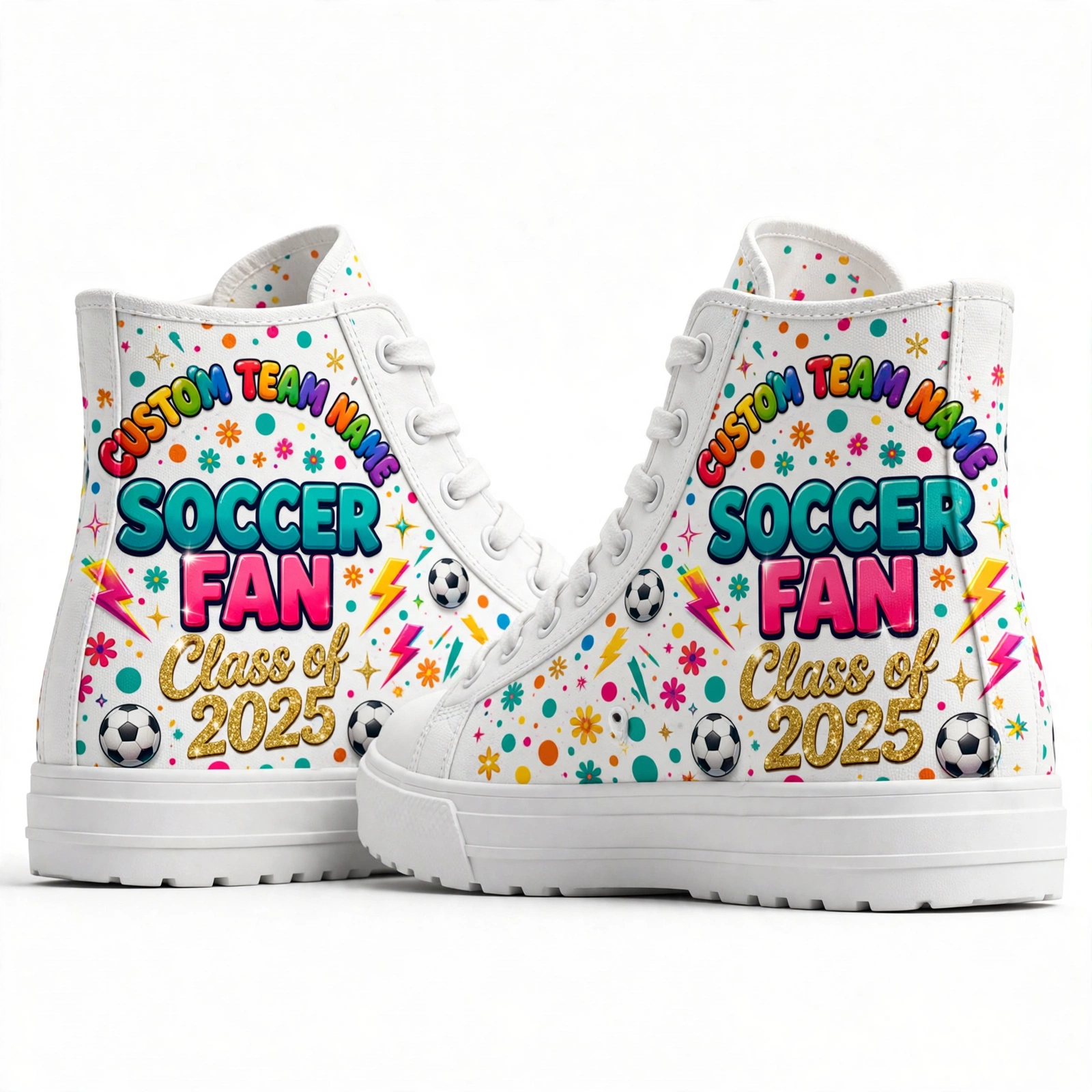 Soccer Fan High Top Shoes – Custom Team Name & Year Sneakers